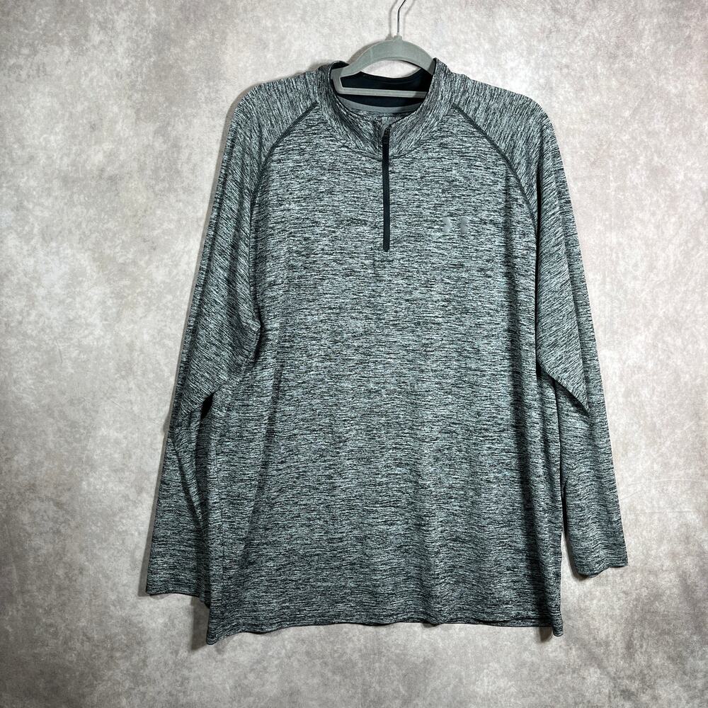 Under Armour Shirt Mens Size 2XL Gray Quarter Zip Pullover HeatGear Loose Fit